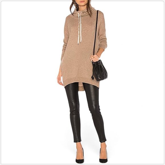 Splendid Williamsburg Drawstring Turtleneck Sweater Chestnut Tan Wool Bld Knit L - Picture 1 of 7